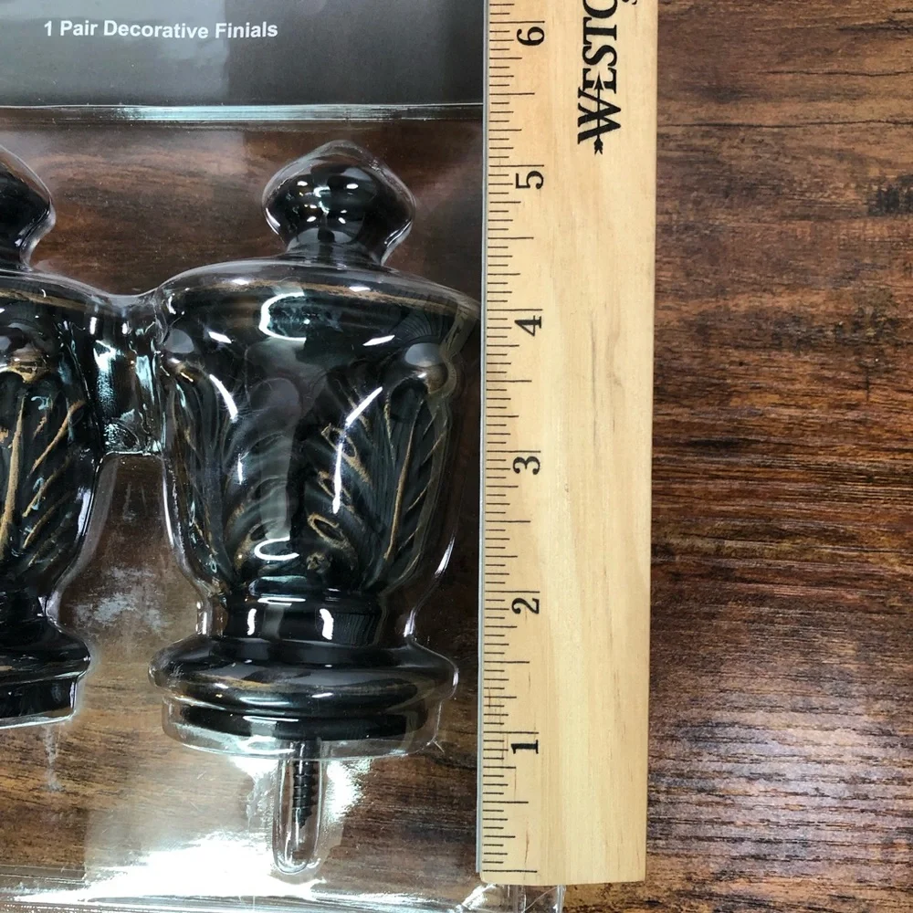 NEW Select Black Gold‎ Decorative Finials Drapery Ball (2) Pair 4” Diameter